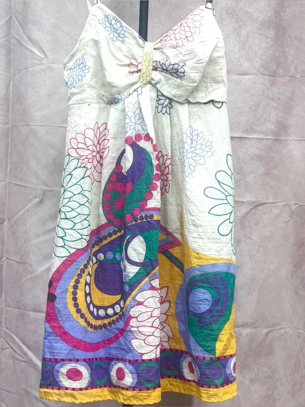5th Culture Beige and Pink Floral-Trim Dress